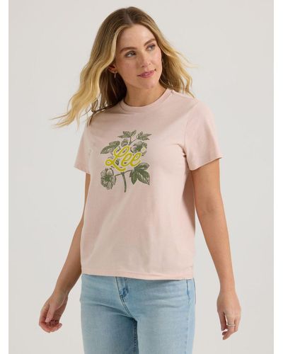 Lee Jeans Womens Flower And Leaves Graphic T-shirt - Multicolor