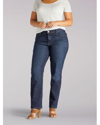 Lee Jeans Stretch Relaxed Fit Straight Leg Jeans Plus Size - Blue