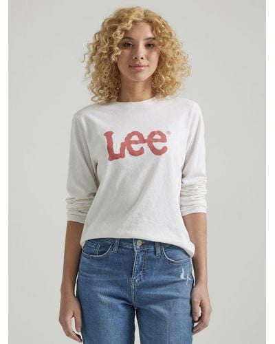 Lee Jeans Logo Long Sve Graphic T-shirt - White