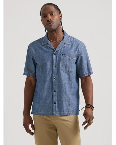 Lee Jeans Mens 101 Selvedge Resort Shirt Med - Blue