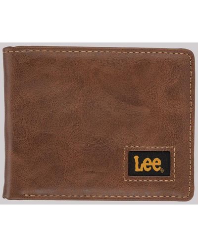 Lee Jeans Mens Slim Bifold Wallet Set - Brown