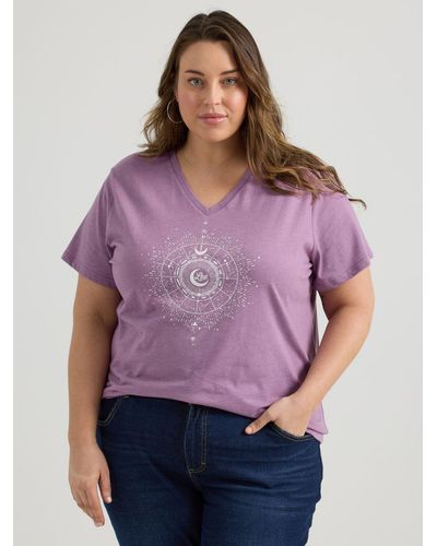 Lee Jeans Womens Orbit V-neck Graphic T-shirt - Purple