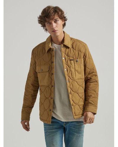Lee Jeans Mens Relaxed Quilted Overshirt Jacket - Natural