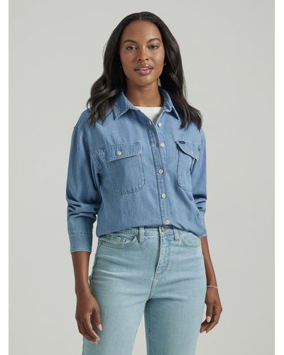 Lee Jeans Womens Legendary Frontier Ii Shirt - Blue
