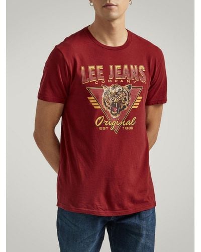 Lee Jeans Mens Kettleman Tiger Graphic T-shirt - Red