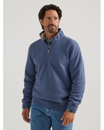 Lee Jeans Mens Thermal Sherpa Lined 1/4 Zip Pullover - Blue