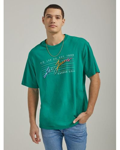 Lee Jeans Mens Hd Relaxed Fit Graphic T-shirt - Green