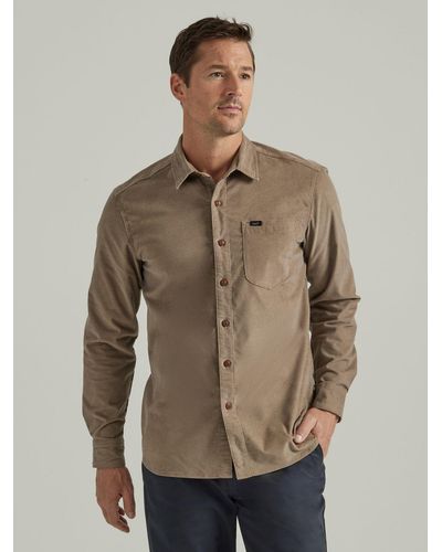 Lee Jeans Extreme Motion All Purpose Corduroy Button Down Shirt Tan - Natural