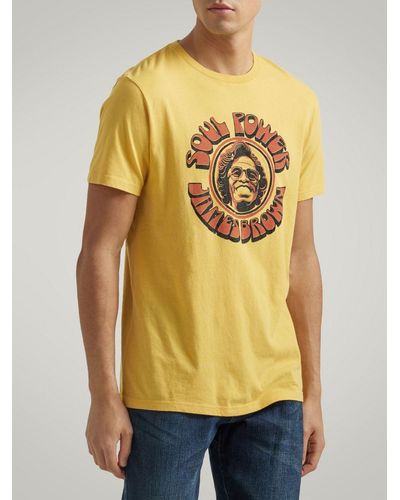 Lee Jeans Mens James Brown Graphic T-shirt - Yellow