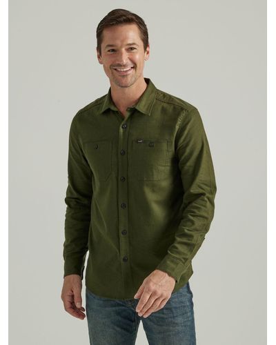 Lee Jeans Mens Extreme Motion Working West Flannel Shirt - Green