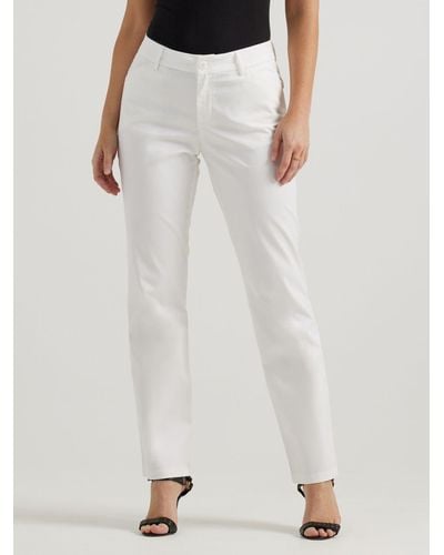 Lee Jeans Wrinkle Free Relaxed Fit Straight Leg Pants - White