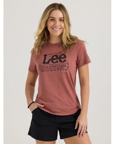 Lee Jeans Womens Buddy Crafted With Purpose Graphic T-shirt - Red