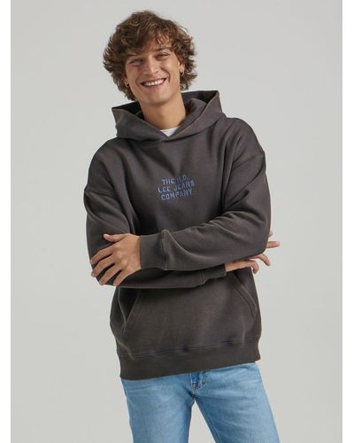 Lee Jeans Mens Relaxed Fit Graphic Hoodie - Gray