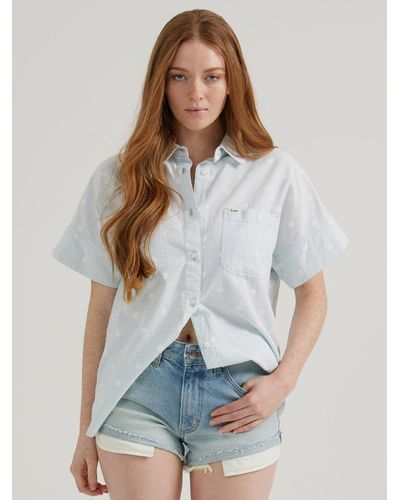 Lee Jeans Womens Shorts Sve Polka Dot Utility Shirt - White
