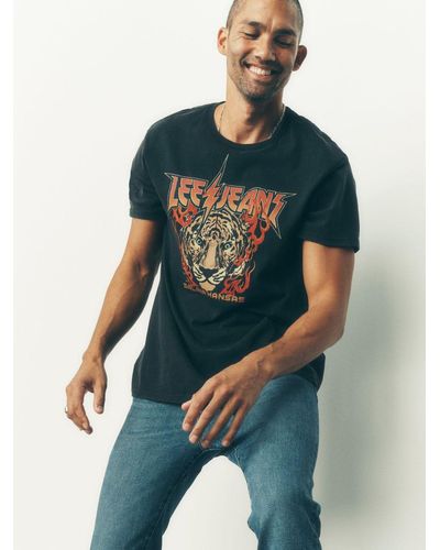 Lee Jeans Mens Tiger Flames Graphic T-shirt - Multicolor