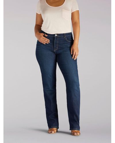 Lee Jeans Womens Instantly Slims Relaxed Fit Straight Leg Jeans - Blue