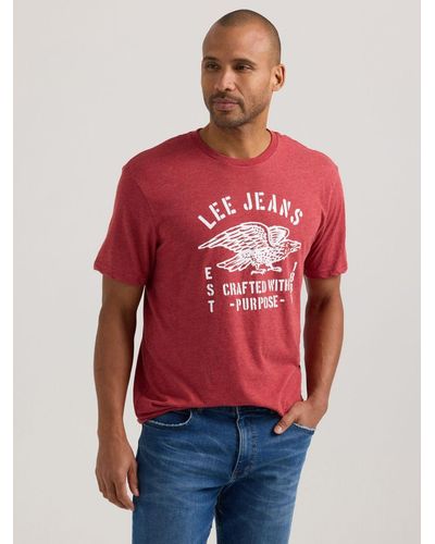 Lee Jeans Mens Denim Eagle Graphic T-shirt - Red