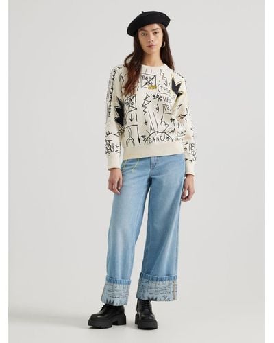 Lee Jeans Womens X Basquiat Printed Sweater - Blue