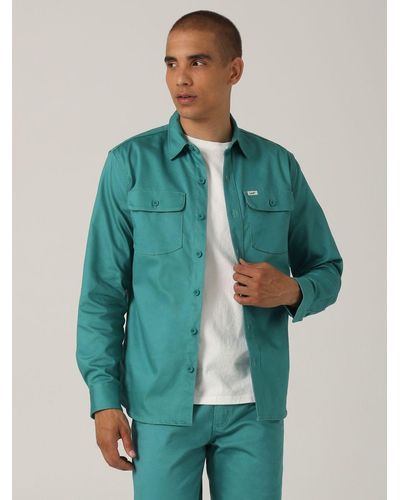Lee Jeans Heritage Chetopa Double Pocket Button Down Shirt - Green