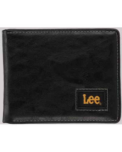 Lee Jeans Mens Slim Bifold Wallet Set - Black