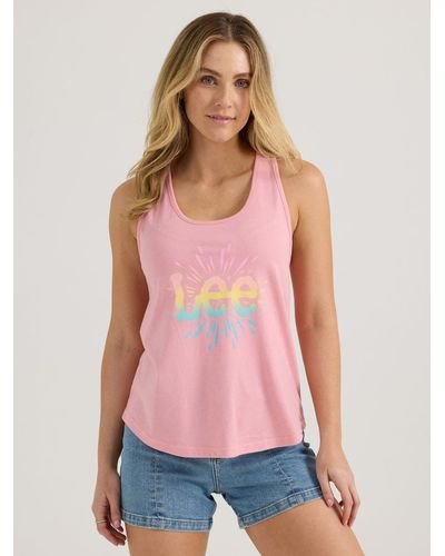 Lee Jeans Womens Logo Graphic Tank - Red