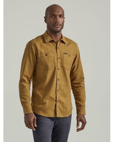 Lee Jeans Mens Extreme Motion Working West Flannel Shirt - Natural