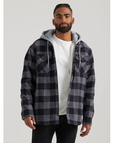 Lee Jeans Mens Sherpa Lined Flannel Shirt Jacket - Gray