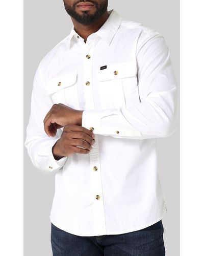 Lee Jeans Working West Solid Button Down Shirt - White