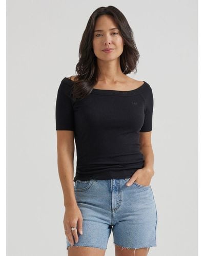 Lee Jeans Womens Off Shoulder Top - Black