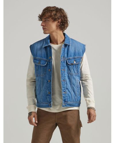 Lee Jeans Mens Relaxed Rider Lined Vest - Blue