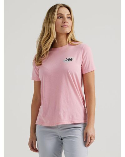 Lee Jeans Womens Palm Leaf Logo T-shirt - Pink