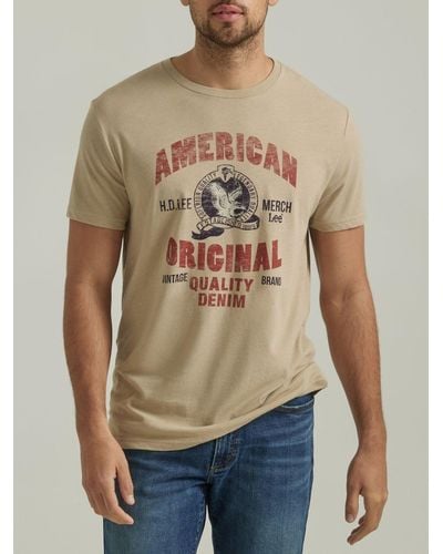 Lee Jeans Mens American Original Eagle Graphic T-shirt - Natural