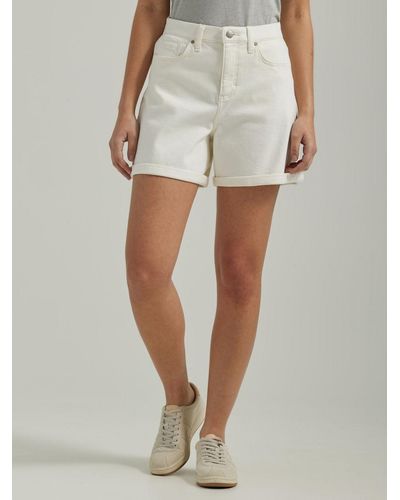 Lee Jeans Womens Ultra Lux Cuffed A-line Shorts - White