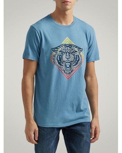 Lee Jeans Mens Tiger Shadow Graphic T-shirt - Blue