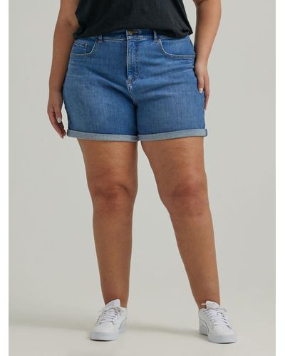 Lee Jeans Womens Ultra Lux Cuffed A-line Shorts - Blue
