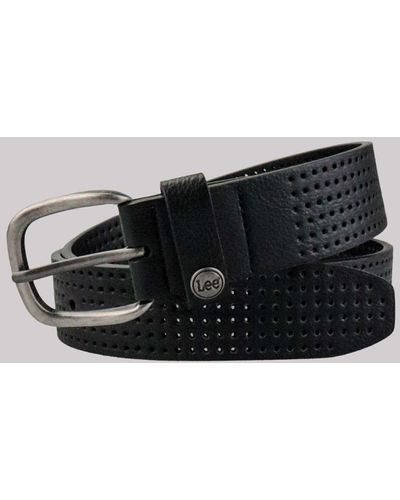 Lee Jeans Womens Perforated Leather Belt - Black