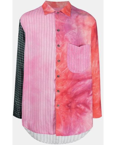 Song For The Mute Patchwork Oversized Shirt - Pink