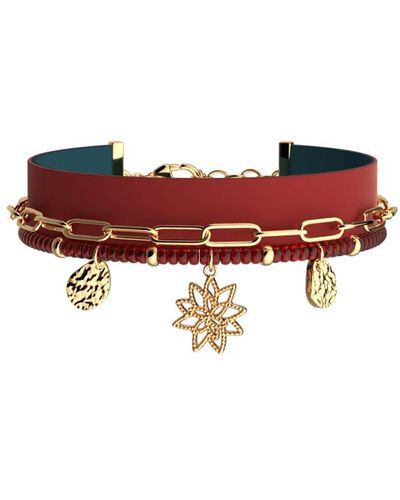 Les Georgettes Bracelet multi-rang Nénuphar - Rouge