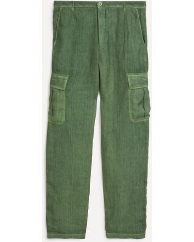 120% Lino Mens Linen Trousers 36/46 - Green