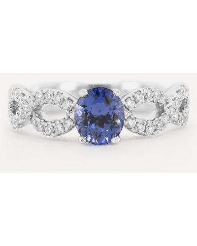 Kojis 14ct White Gold Violet Sapphire Ring - Blue