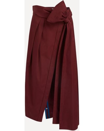 Dries Van Noten Women's Cotton Poplin Bow Wrap-skirt 12 - Purple