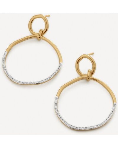Monica Vinader 18ct Gold-plated Vermeil Silver Riva Diamond Ripple Cocktail Hoop Earrings - Natural