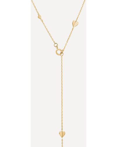 Dinny Hall 10ct Gold Bijou Folded Heart Lariat Necklace - White