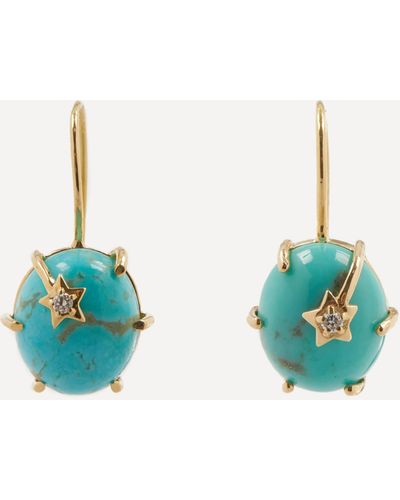 Andrea Fohrman 14ct Rose Gold Mini Galaxy Turquoise Drop Earrings - Blue