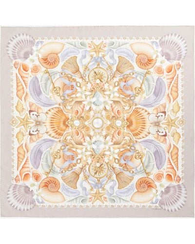 Emily Carter Women's The Shell And Starfish 90x90 Silk Scarf One Size - Natural