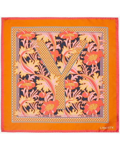 Liberty Women's Alphabet Madriana Y 45x45 Silk Scarf One Size - Orange