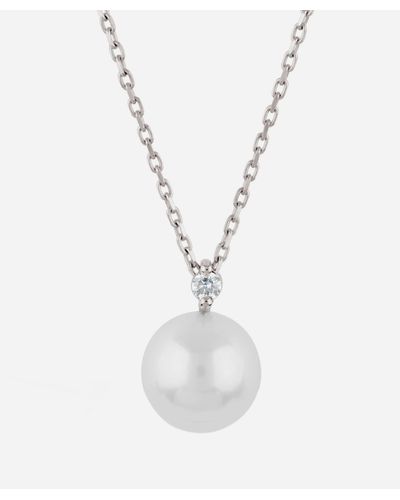 Dinny Hall 14ct White Gold Shuga Pearl And Diamond Pendant Necklace One - Metallic