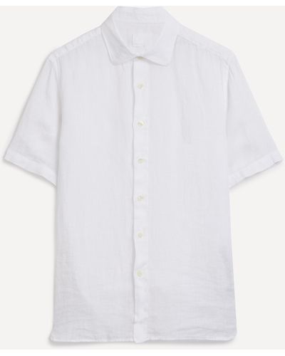 120% Lino Mens Short Sleeve Shirt - White