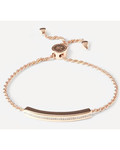 Monica Vinader Rose Gold Plated Vermeil Silver Linear Diamond Chain Friendship Bracelet - White