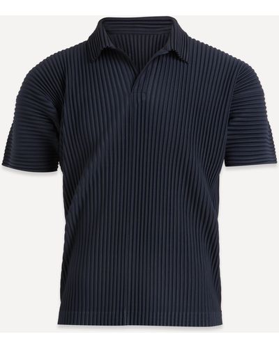 Homme Plissé Issey Miyake Mens Pleated Polo Shirt 2 - Blue